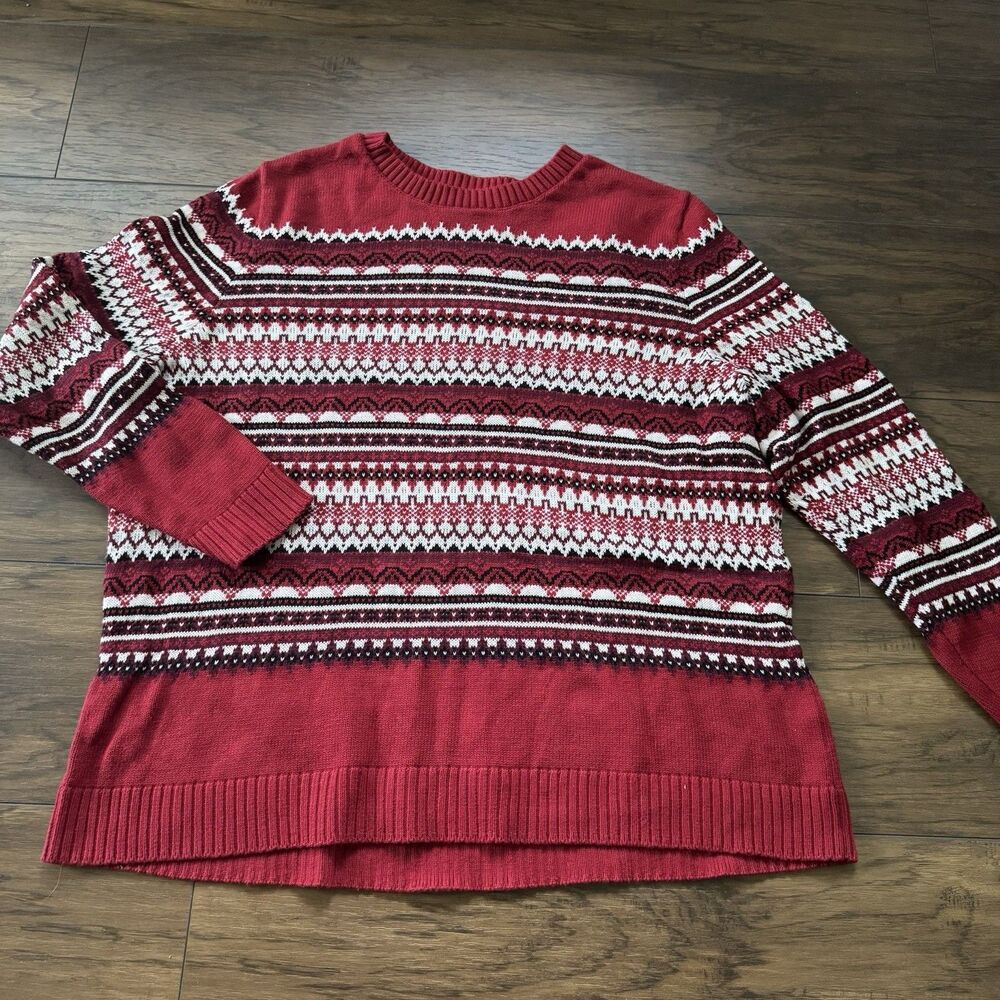Croft & Barrow Women's XXL Crew Neck Long Sleeve Fair Isle Knit Pullover Sweater
